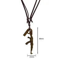 M Men Style Antique Bronze Multiple Elements Long Gun Adjustable Leather Cord Leather Necklace Chain Pendant for Unisex-thumb1