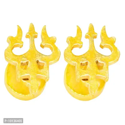 Sullery Religious Jewelry Trishul?Piercing Jewelry Stainless Steel Gold Stud Earring-thumb0