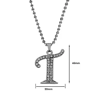 M Men Style Name English Alphabet T Letter Initials Letter Locket Pendant Necklace Chain and His Silver Crystal and Zinc Alphabet Pendant Necklace ChainUnisex-thumb1