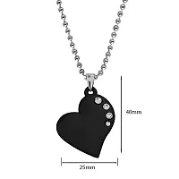 M Men Style Heart Shape Crystal Stone Locket With Chain Black Zinc Metal Heart Pendant Necklace Chain For Men And Women-thumb1