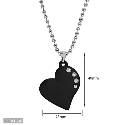 M Men Style Heart Shape Crystal Stone Locket With Chain Black Zinc Metal Heart Pendant Necklace Chain For Men And Women-thumb2