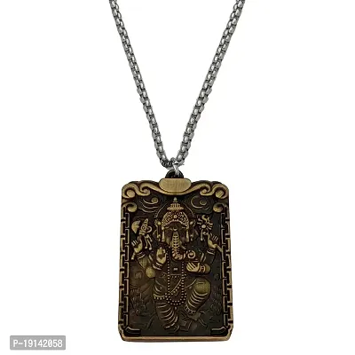 M Men Style Religious Jewelry Om Shree Ganesh Locket with Chain Gold Zinc Metal Religious Pendant Necklace Chain For Men And Women