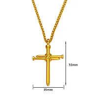 M Men Style Christian Jewelry Christian Crucifix Jesus Cross Nail Blessing Pray With Long Chain Gold Stainless Steel Pendant Necklace Chain For Men And Women-thumb1
