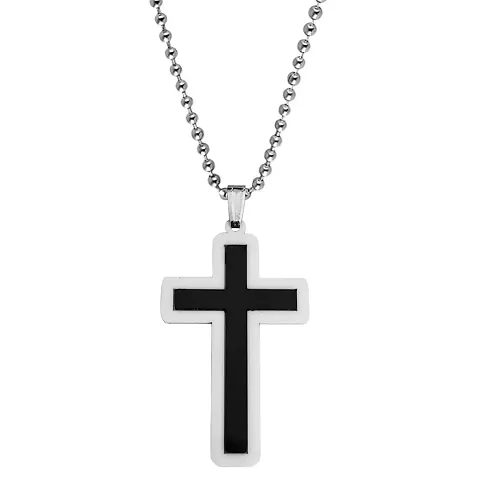 Men Style Religious Jesus Cross Christian Cross Blessing Prayer And Acrylic Pendant Necklace Chain For Men And Women