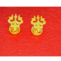 Sullery Religious Jewelry Trishul?Piercing Jewelry Stainless Steel Gold Stud Earring-thumb3