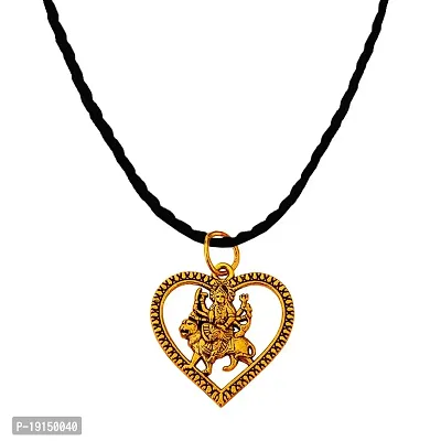 M Men Style Religious Lord Goddess Maa Durga Jay Mata Di Gold And Black Pendant Necklace Chain For Men And Women SPn2023014