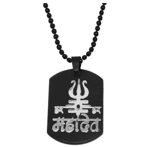 Sullery Lord Har Har Mahadev Shiva Trishul Locket Stainless Necklace Pendant