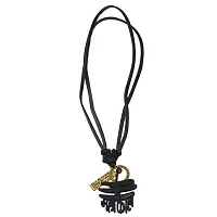 Sullery Religious Jewelry Rock Shiv Mahadev Shiva Locket Black Leather Metal Necklace Pendant-thumb2