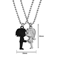 Sullery Valentine Day Gift Cute Girl and Boy Lovers Couple 2pc Black and Silver Metel Necklace Chain for Men and Women-thumb1