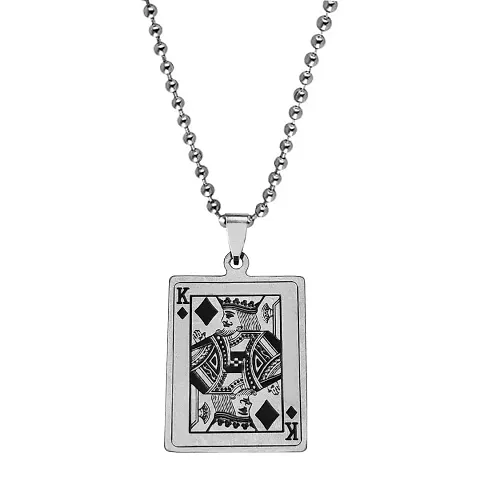 M Men Style Spades King of Hearts Large Playing Card Black And Silver Stainless Steel Pendant Necklace Chain For Men And Women LSPn22026