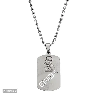 Sullery Dr Babasaheb Bhimrao Ramji Ambedkar Locket with Chain Silver Stainless Steel Religious Spiritual Jewellery Pendant Necklace Chain for Men and Boys