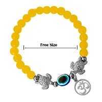 M Men Style 6mm Beads Yellow Yoga Meditation OM Turtle Evil Eye Elastic Strachable Charm Crystal Bracelet For Men And Women LCBR4A501-thumb1