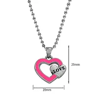 M Men Style Alphabet Love Double Heart Love Letter Charm Locket With Chain pink And Silver Zinc And Metal Alphabet Pendant Necklace Chain For Men And Women-thumb1
