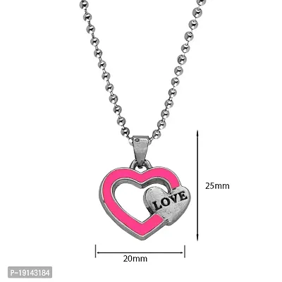 M Men Style Alphabet Love Double Heart Love Letter Charm Locket With Chain pink And Silver Zinc And Metal Alphabet Pendant Necklace Chain For Men And Women-thumb2