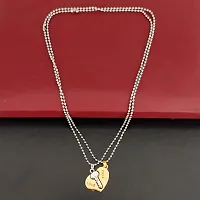 Sullery Valentine Day Gift Heart Lock and Key Puzzle Couple Lovers Gold and Silver Metel Necklace Chain for Men and Women-thumb3