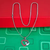 M Men Style Alphabet Love Double Heart Charms Love Letter Locket With Chain Red And Silver Zinc And Metal Alphabet Pendant Necklace Chain For Men And Women-thumb2