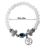 M Men Style 6mm Beads White Yoga Meditation OM Turtle Evil Eye Elastic Strachable Charm Crystal Bracelet For Men And Women LCBR10A501-thumb1