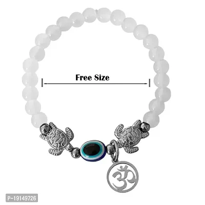 M Men Style 6mm Beads White Yoga Meditation OM Turtle Evil Eye Elastic Strachable Charm Crystal Bracelet For Men And Women LCBR10A501-thumb2