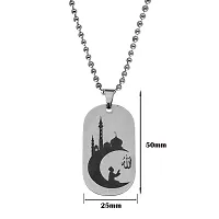 M Men Style Religious Muslim Allah Prayer Islamic Jewelry Black And Silver Stainless Steel Pendant Necklace Chain For Men And Women LSPn22032-thumb1