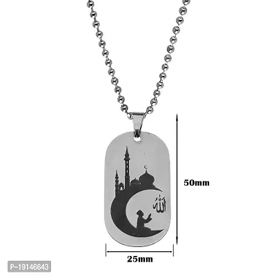 M Men Style Religious Muslim Allah Prayer Islamic Jewelry Black And Silver Stainless Steel Pendant Necklace Chain For Men And Women LSPn22032-thumb2
