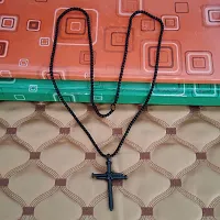 M Men Style Christian Jewelry Christian Crucifix Jesus Cross Nail Blessing Pray With Long Chain Black Stainless Steel Pendant Necklace Chain For Men And Women-thumb3
