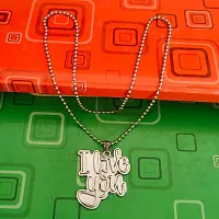 M Men StyleI Love You Alphabet Letter Lockcet With Chain Silver Zinc Metal Pendant Necklace Chain For Men And Women-thumb2