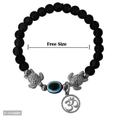 M Men Style 6mm Beads Black Yoga Meditation OM Turtle Evil Eye Elastic Strachable Charm Crystal Bracelet For Men And Women LCBR9A501-thumb2