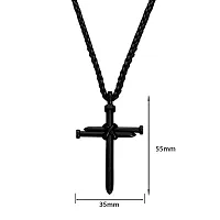 M Men Style Christian Jewelry Christian Crucifix Jesus Cross Nail Blessing Pray With Long Chain Black Stainless Steel Pendant Necklace Chain For Men And Women-thumb1