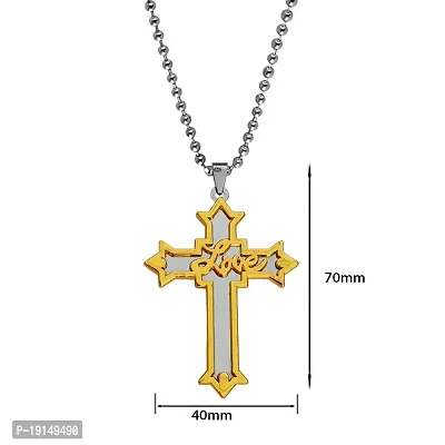 M Men Style Christian Jewelry Christian Crucifix Love Jesus Cross Blessing Pray With Chain Gold And Silver Stainless Steel Pendant Necklace Chain For Men And Women-thumb2