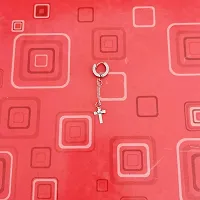 Sullery Religious Jesus Christ Cross Silver Stainless Steel Hoops Earrings For Men And Women-thumb2