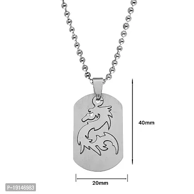 Sullery Men Party Gift Lovely Gifts Cute Hip Hop Dinasour Dragon Locket with Chain Silver Stainless Steel Fashion Man Biker Jewelry Pendant Necklace Chain for Men and Women-thumb2