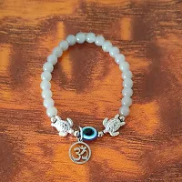 M Men Style 6mm Beads Grey Yoga Meditation OM Turtle Evil Eye Elastic Strachable Charm Crystal Bracelet For Men And Women LCBR5A501-thumb3