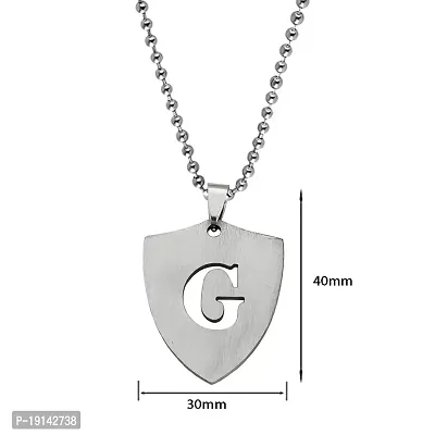 M Men Style English Alphabet Initial Charms Letter Initial G Alphabet Silver Stainless Steel Letters Script Name From A-Z Pendant Necklace Chain For Men And Women-thumb2