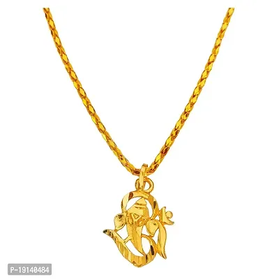 Sullery Religious Jewelry Om Shree Ganesh Gold Brass,Zinc Metal 01 Necklace Pendant for Men and Women