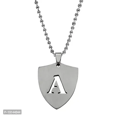 M Men Style English Alphabet Initial Charms Letter Initial A Alphabet Silver Stainless Steel Letters Script Name Pendant Chain Necklace from A-Z for For Men And Women-thumb0