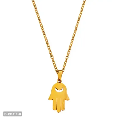 M Men Style Hand palm Gold Stainless steel Pendant Neckace Chain For Women And Girls-thumb0