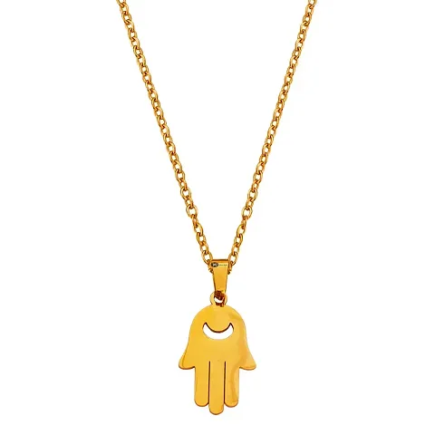 M Men Style Hand palm Gold Stainless steel Pendant Neckace Chain For Women And Girls
