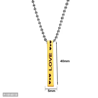 M Men Style Valentine Gift Personalized Engraving Customize Love Name Square 3D Bar Gold Stainless Steel Pendant Necklace Chain-thumb2