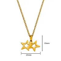 M Men Style Double Star Gold Stainless steel Pendant Neckace Chain For Women And Girls-thumb1