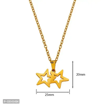 M Men Style Double Star Gold Stainless steel Pendant Neckace Chain For Women And Girls-thumb2