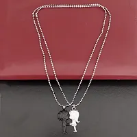 Sullery Valentine Day Gift Cute Girl and Boy Lovers Couple 2pc Black and Silver Metel Necklace Chain for Men and Women-thumb3