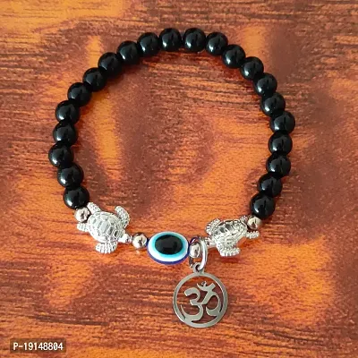 M Men Style 6mm Beads Black Yoga Meditation OM Turtle Evil Eye Elastic Strachable Charm Crystal Bracelet For Men And Women LCBR9A501-thumb4