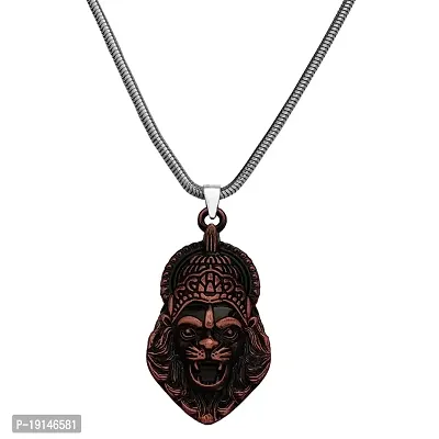 M Men Style God Vishnu avatar Narasimha Lion Head Pendant With Snake Chain Copper Zinc Metal Necklace For Men And Women-thumb0