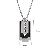 Sullery Stylish Razor Blade Beveled Edge Black and Silver Stainless Steel Necklace Chain for Men and Women-thumb1