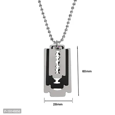 Sullery Stylish Razor Blade Beveled Edge Black and Silver Stainless Steel Necklace Chain for Men and Women-thumb2