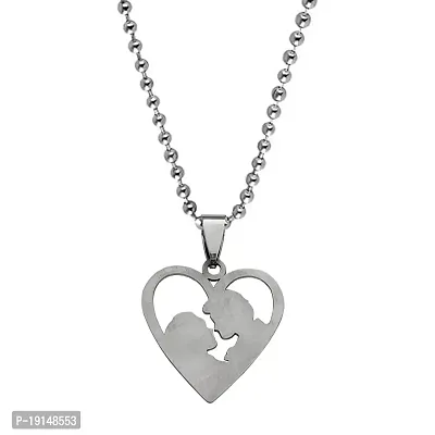 M Men Style Valentine Day Couple Heart With Ball Chain Connector Silver Zinc Metal Pendant Necklace Chain For Men And Women