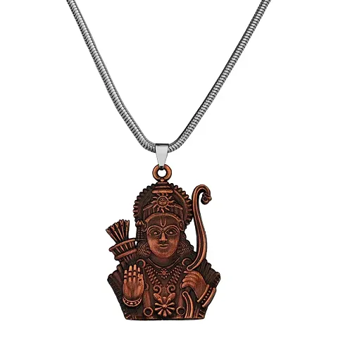 M Men Style God Shree Ram Snake Chain Silver Zinc And Metal Pendant Necklace For Men And women