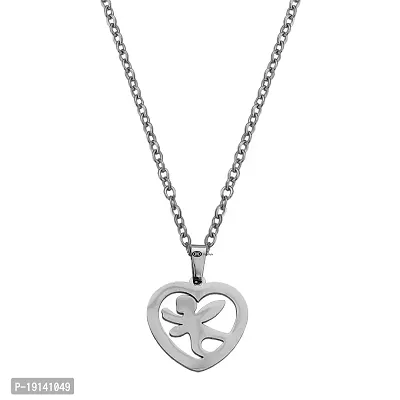 M Men Style Girl in Heart Silver Stainless steel Pendant Neckace Chain For Women And Girls