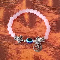 M Men Style 6mm Beads Pink Yoga Meditation OM Turtle Evil Eye Elastic Strachable Charm Crystal Bracelet For Men And Women LCBR6A501-thumb3