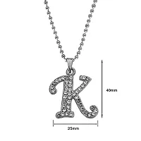 M Men Style Name English Alphabet K Letter Initials Letter Locket Pendant Necklace Chain and His Silver Crystal and Zinc Alphabet Pendant Necklace ChainUnisex-thumb1